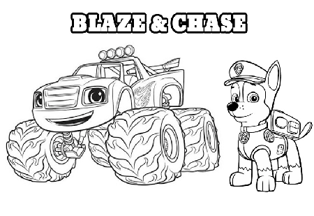 Kolorowanka z psem Chase i pojazdem Blaze